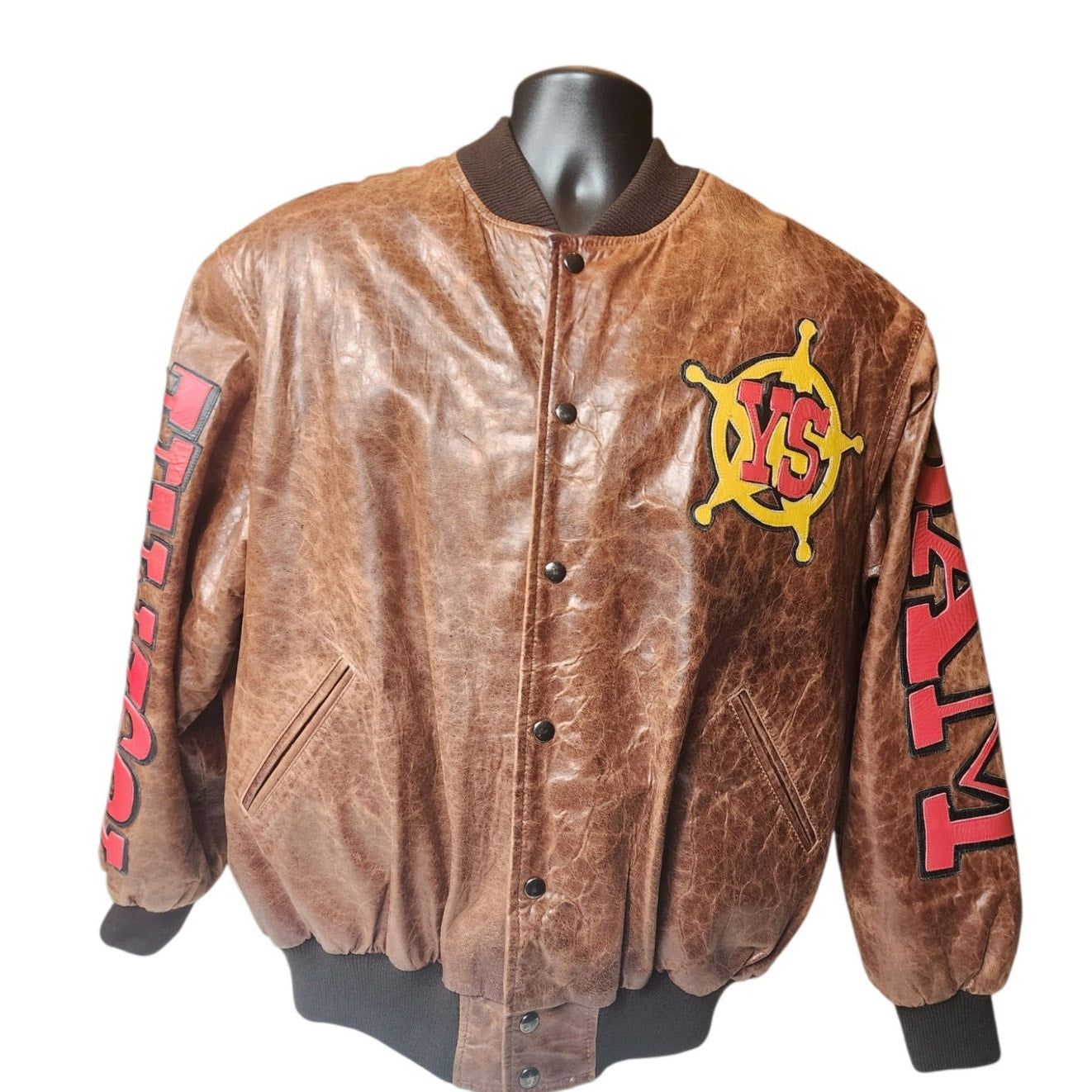 Yosemite Sam Jacket Looney Tunes Vintage Leather Richards Bomber Mens XL Y2K