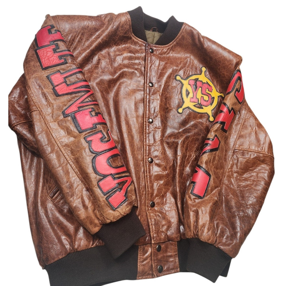 Yosemite Sam Jacket Looney Tunes Vintage Leather Richards Bomber Mens XL Y2K