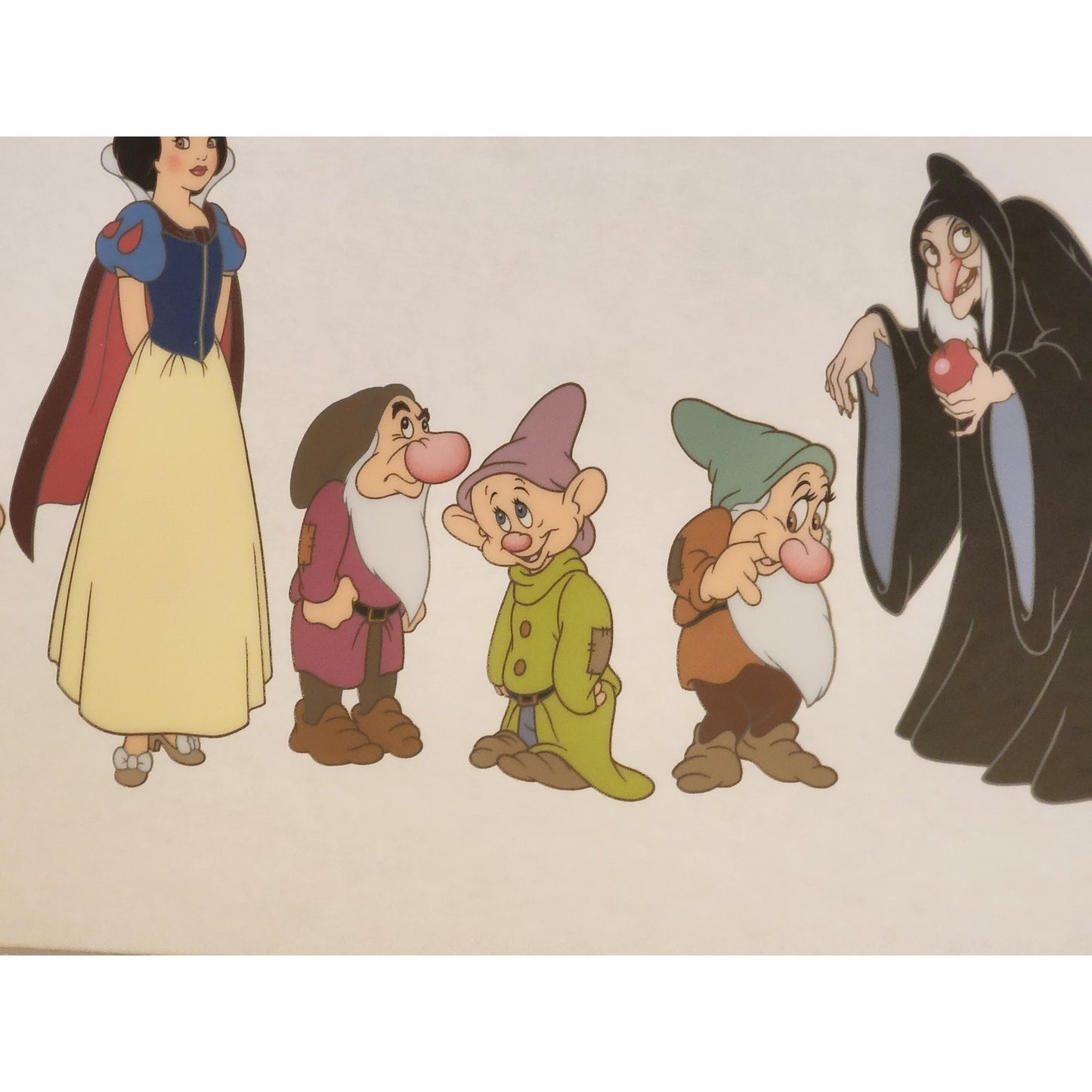 Disney Sericel Snow White Seven Dwarf Cast of Characters COA Tag LE Framed 35x18