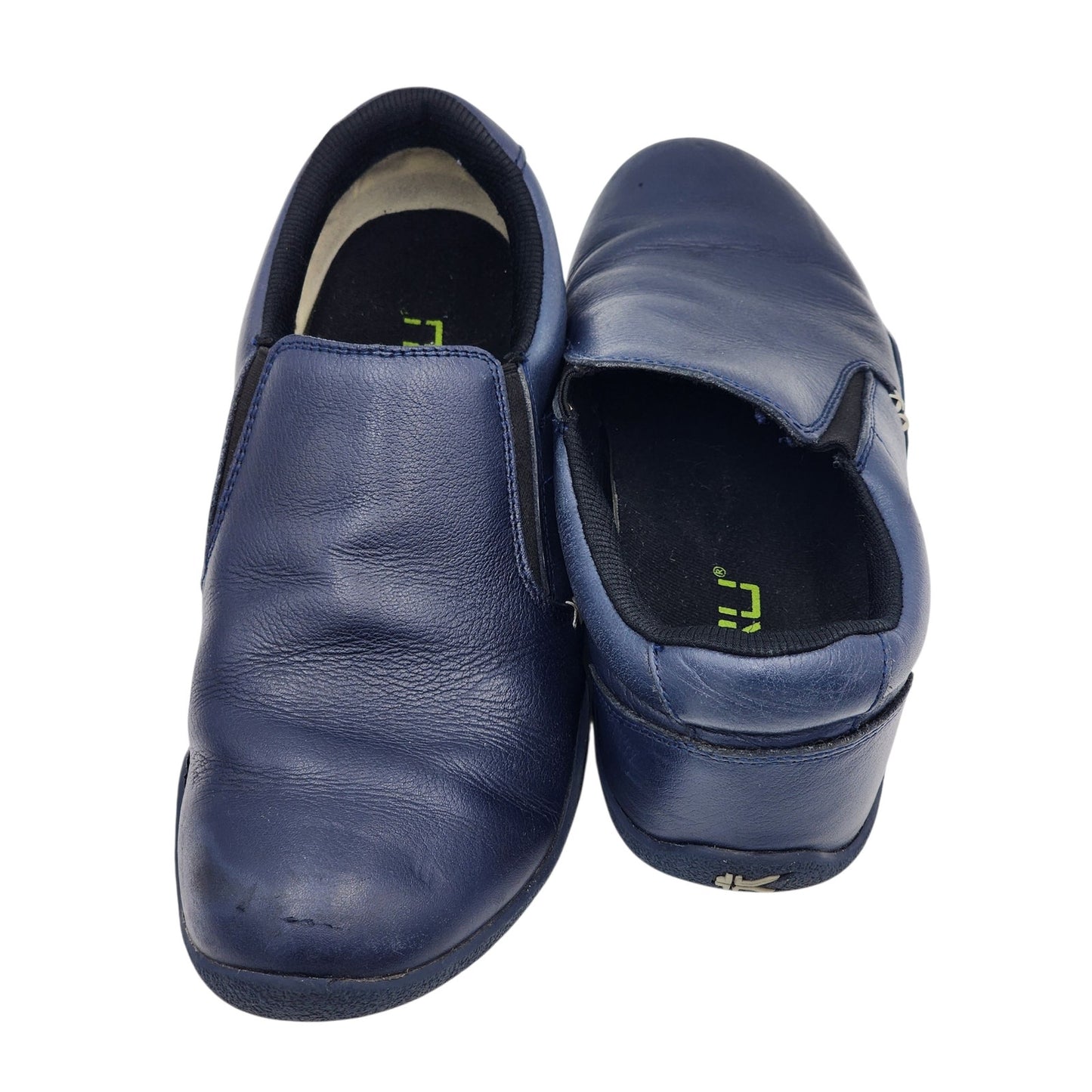 KURU Shoes Womens 11.5 Blue Leather Slip On Comfort Casual Walking Kivi Plantar