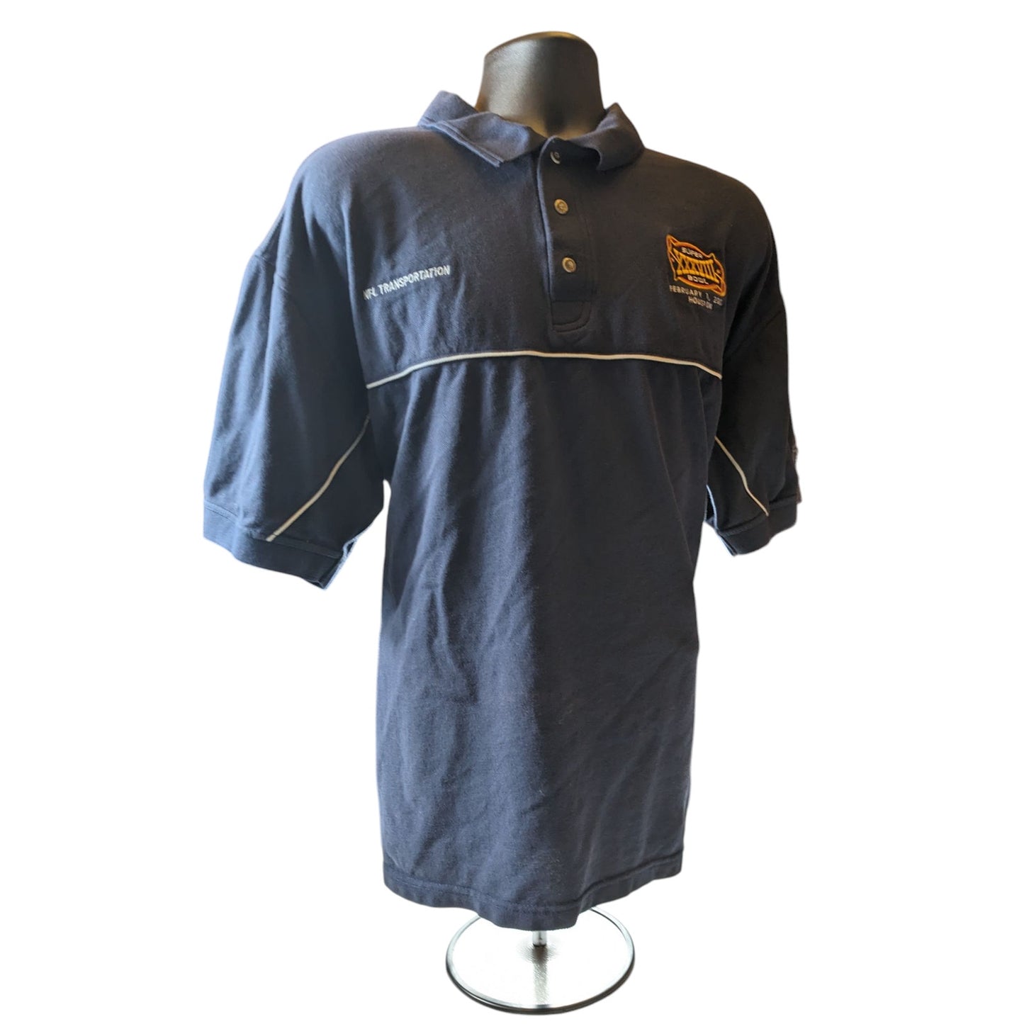 Reebok Golf Super Bowl XXXVIII Polo Shirt Mens XXL NFL Transportation Navy