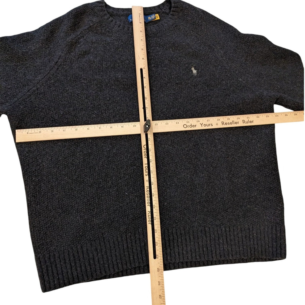 Polo Ralph Lauren Sweater Womens XXL Black Wool Blend Crewneck Pullover Logo