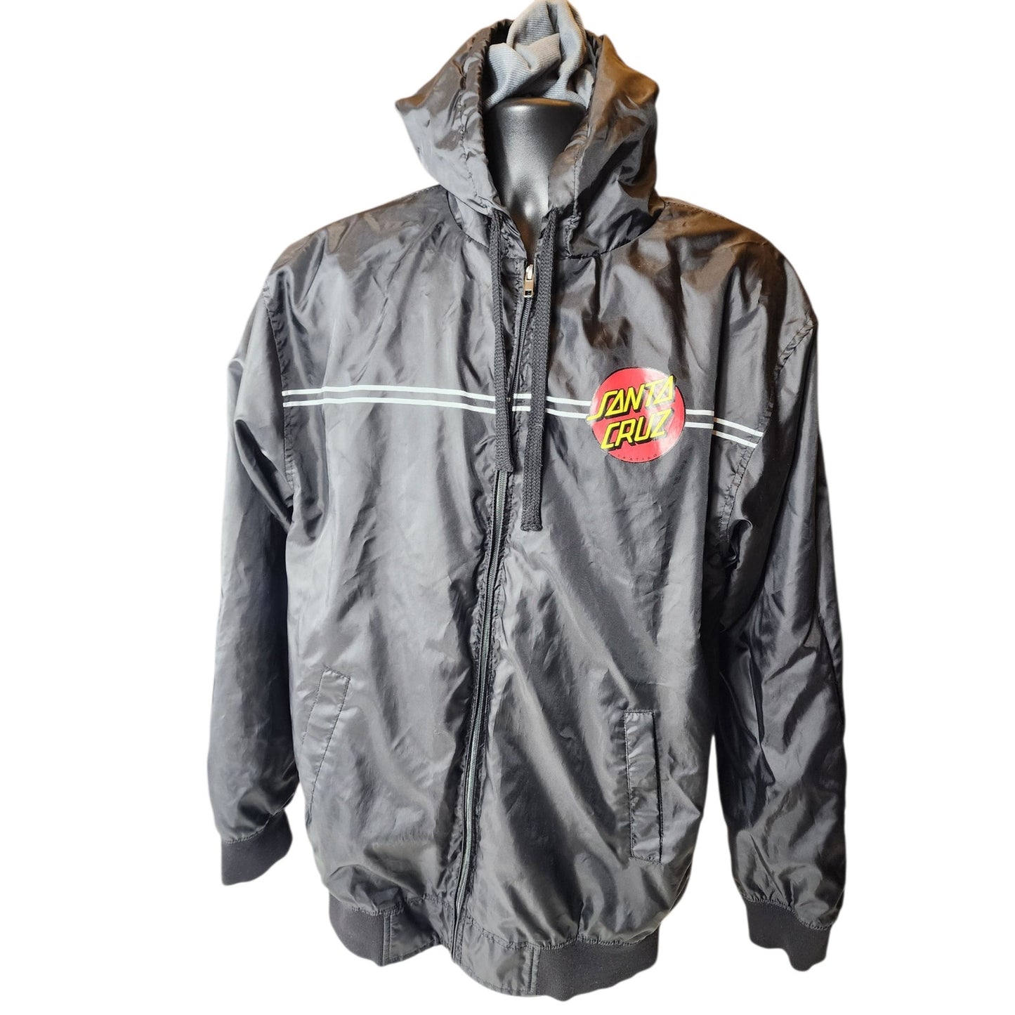Santa Cruz Skateboards Windbreaker Large Jacket Hooded Logo Streetwear Grunge