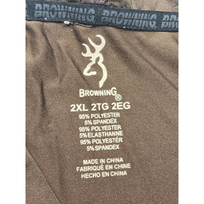 Browning Polo Shirt Mens 2XL Brown Performance Hunting Logo Camo Accents Short