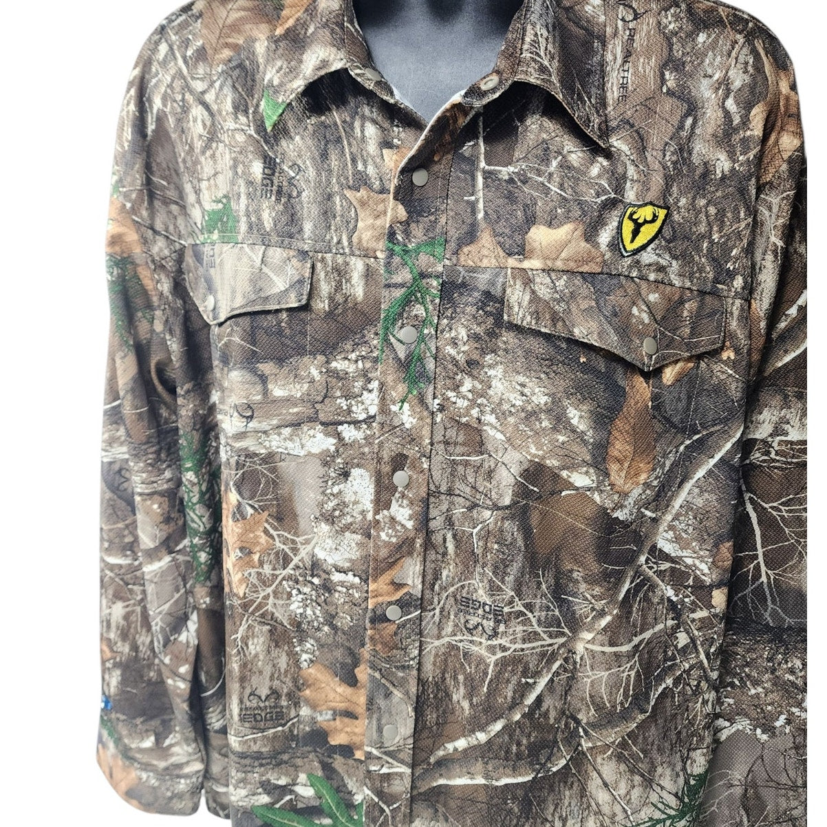 Shield Series Men 2XL Camo Hunting Shirt Long Sleeve Button Up Realtree Edge Top