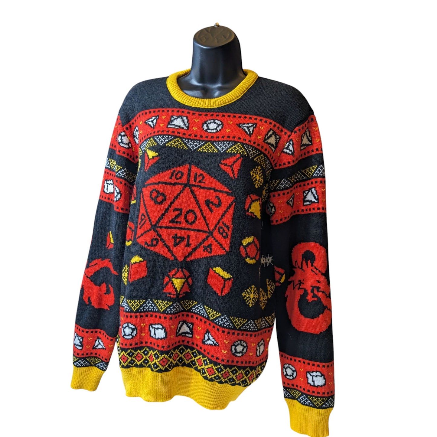 Dungeons and Dragons Ugly Christmas Sweater Womens Large Pullover Gamer Cosplay