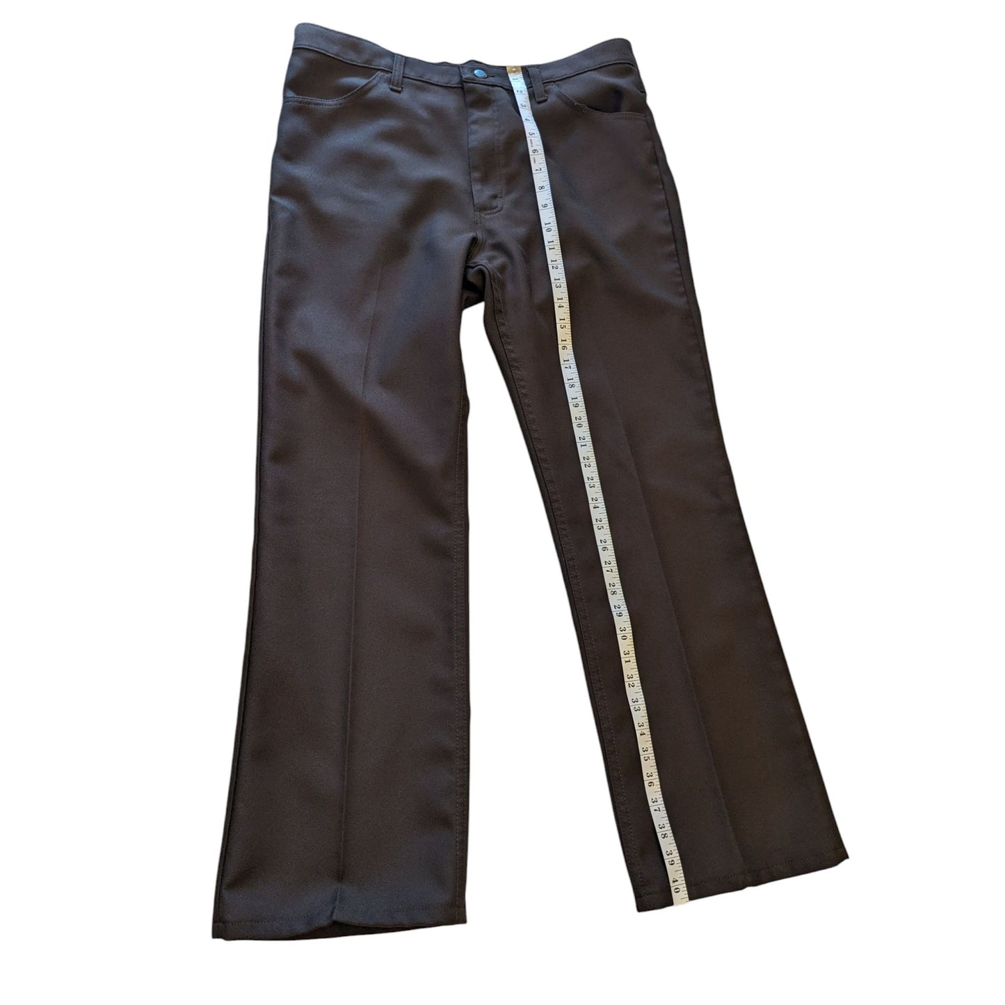 Wrangler Pants Mens 38x30 Brown Workwear Western Wrancher Polyester Trousers \\