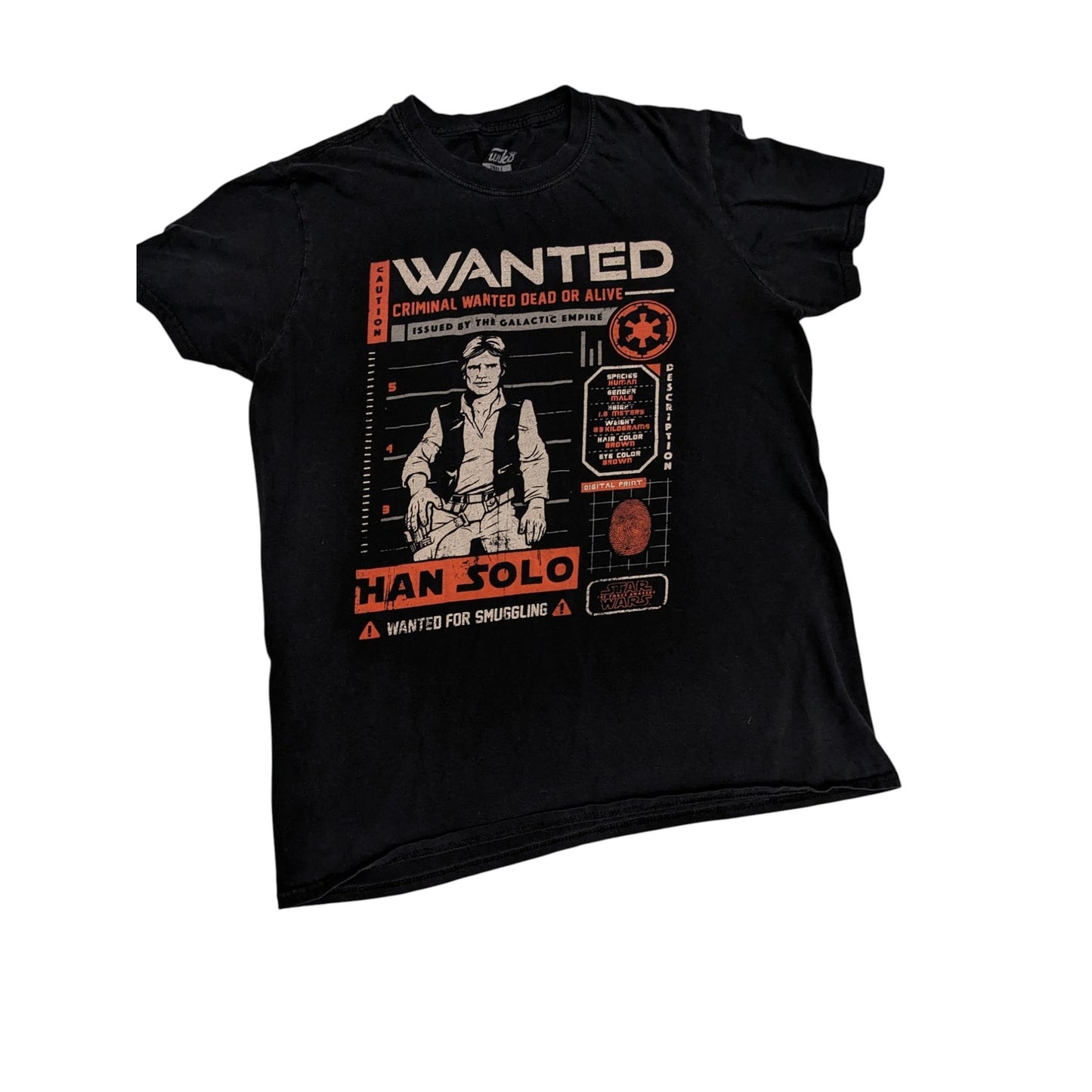 Funko Star Wars Han Solo Wanted Graphic Tee Men Small Women M Smuggler Shirt