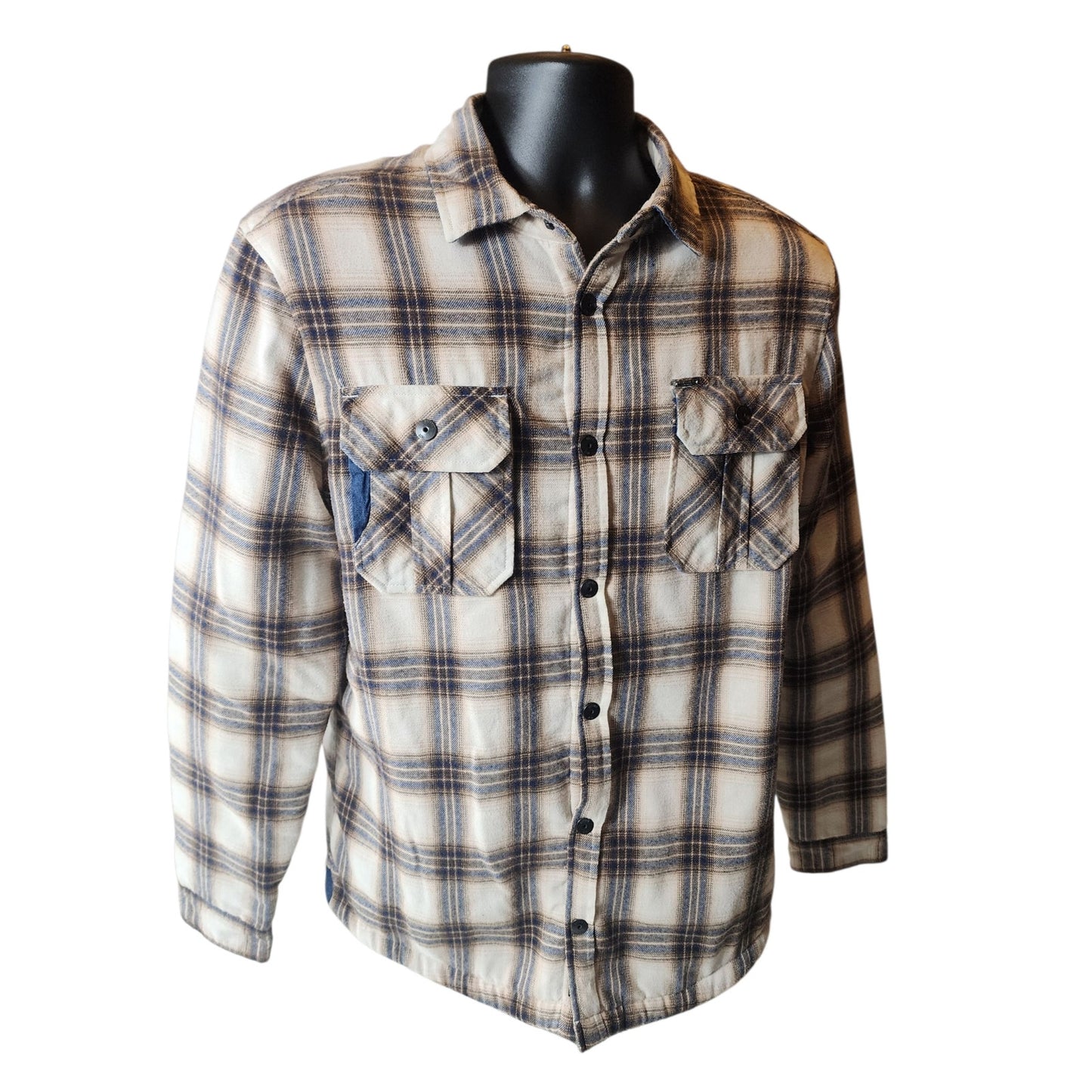 Buffalo David Bitton Mens Large Sherpa Lined Plaid Flannel Jacket Shirt Shacket