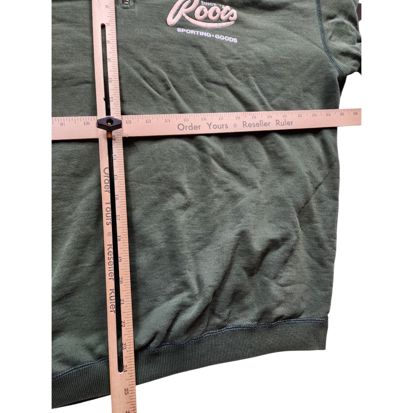 Roots Canada Half Zip Pullover Sweatshirt Mens XL Green Cotton Vintage Y2K