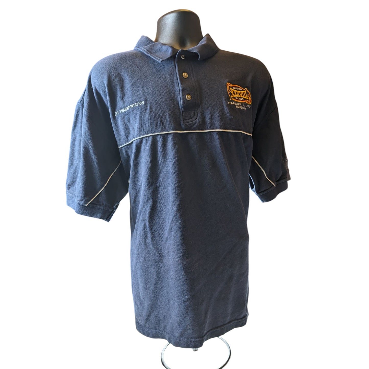 Reebok Golf Super Bowl XXXVIII Polo Shirt Mens XXL NFL Transportation Navy