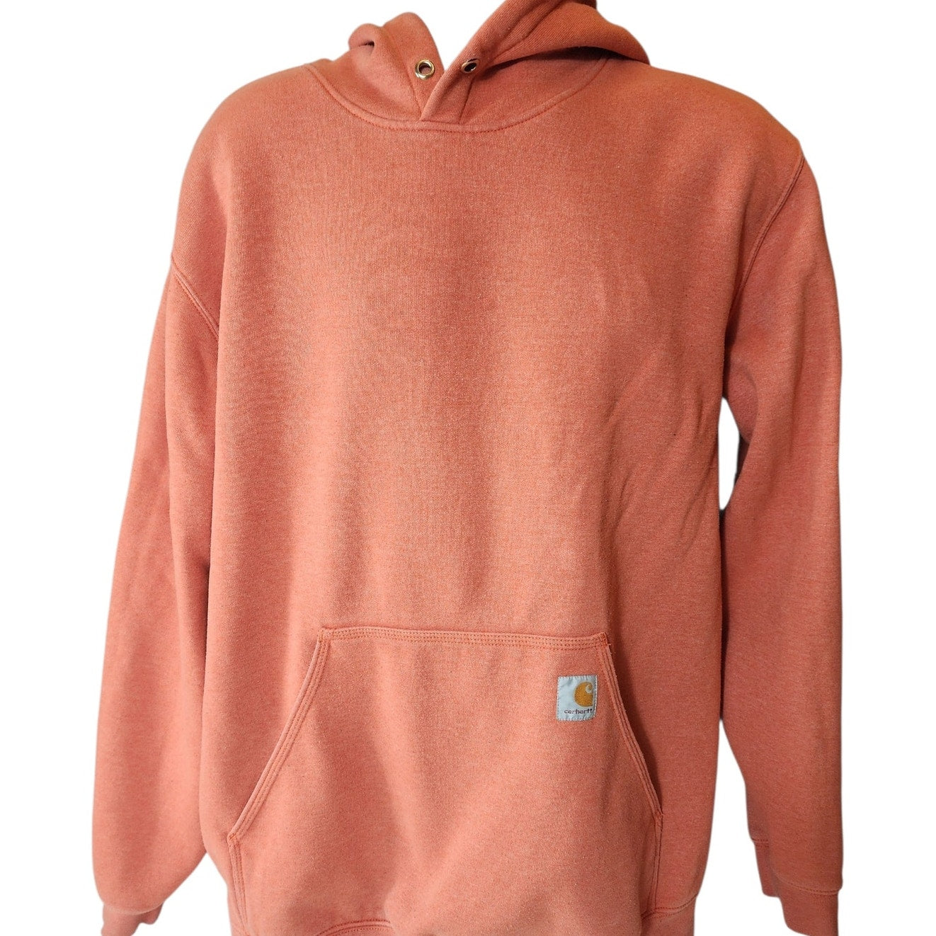 Carhartt Hoodie Mens XL Loose Fit Logo Sleeve Sweatshirt Rust Orange Pullover