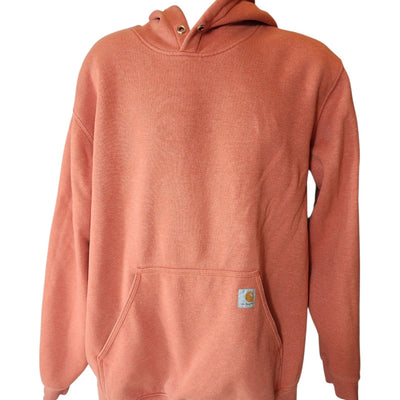 Carhartt Hoodie Mens XL Loose Fit Logo Sleeve Sweatshirt Rust Orange Pullover