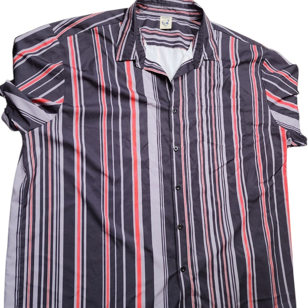 Hardaddy Shirt Mens 3XL Button Short Sleeve Oversized Casual Stripes Lightweight
