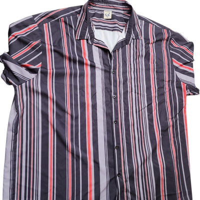 Hardaddy Shirt Mens 3XL Button Short Sleeve Oversized Casual Stripes Lightweight