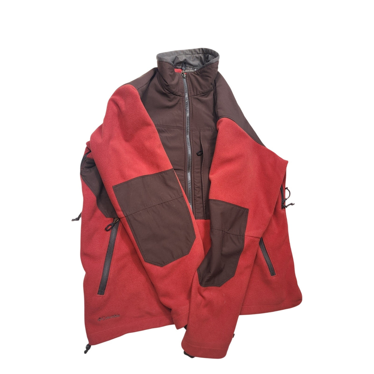 Columbia Titanium Fleece Jacket Mens XL Red Brown Full Zip Interchange Gorpcore