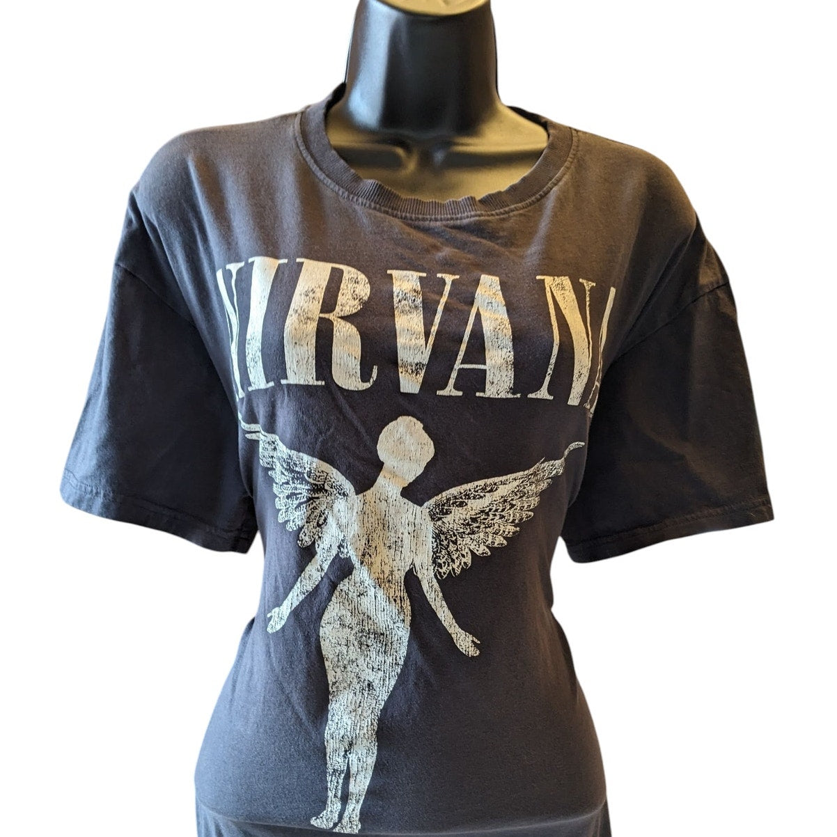 Nirvana Band Tee Women Small In Utero Tour Top Black Graphic Grunge Rock T Shirt
