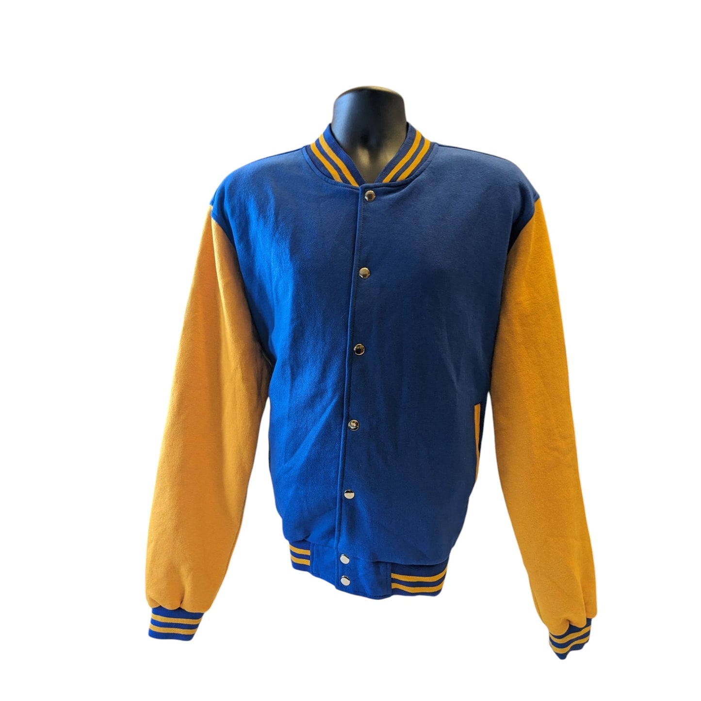 Varsity Jacket Mens XXL Letterman Style Bomber Blue Gold Snap Button Retro Style