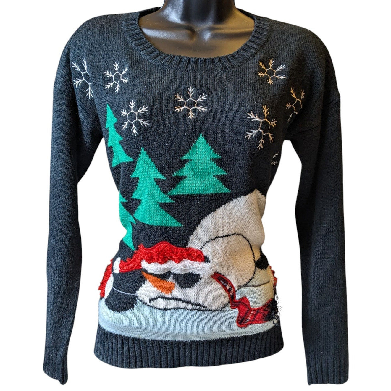 United States Sweaters Ugly Christmas Women Small Funny Snowman Holiday Pullover