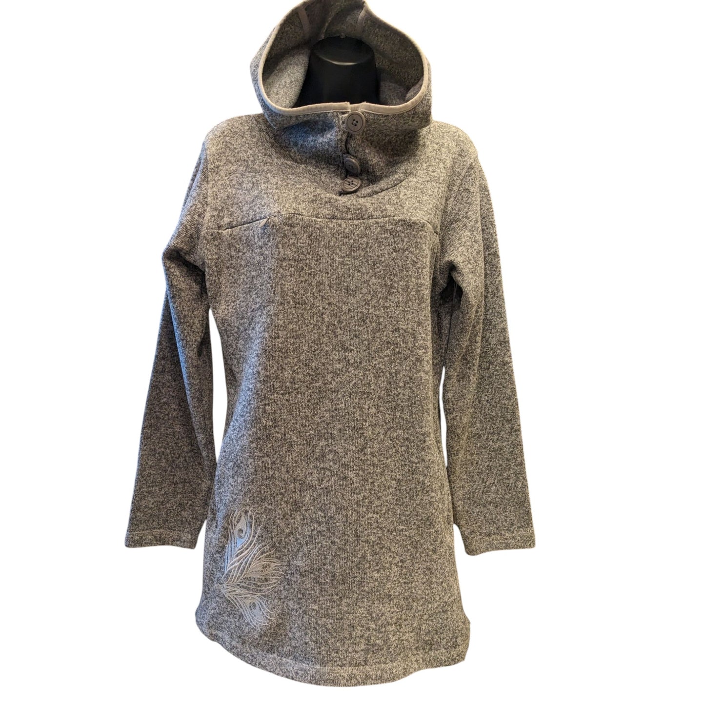 Cabelas Hoodie Tunic Sweater Womens Medium Funnel Neck Pullover Embroidered Cozy