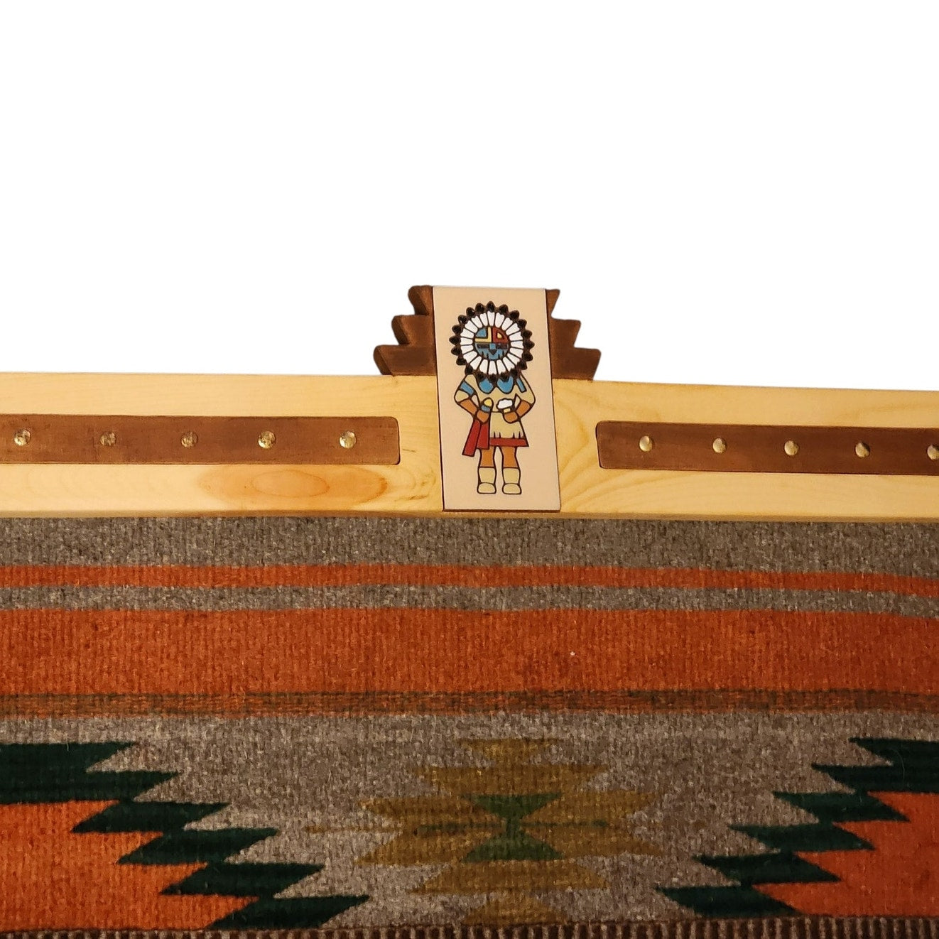 Native American Navajo Wool Rug Handwoven Wall Hang Kachina Southwestern 61x28