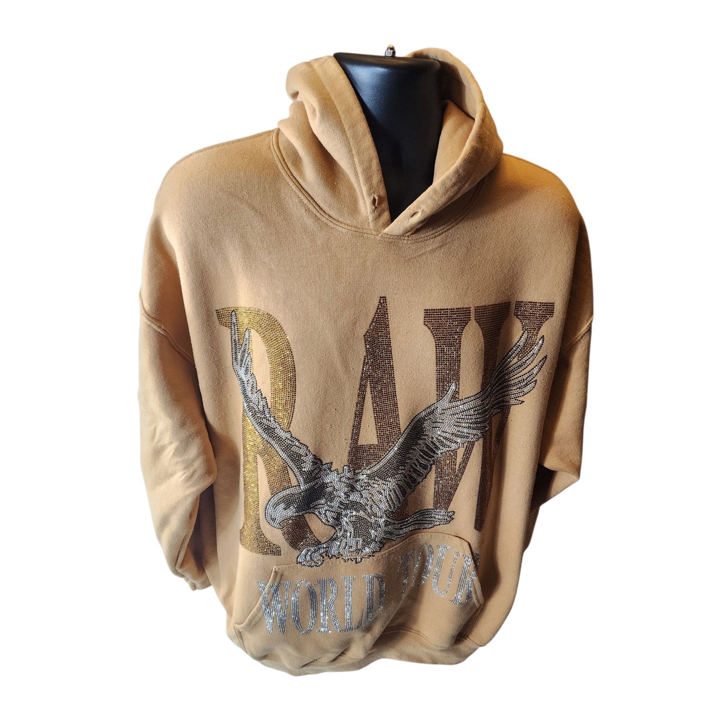 Rawyalty RAW World Tour Hoodie Mens XL Eagle Graphic Rhinestone USA Sweatshirt