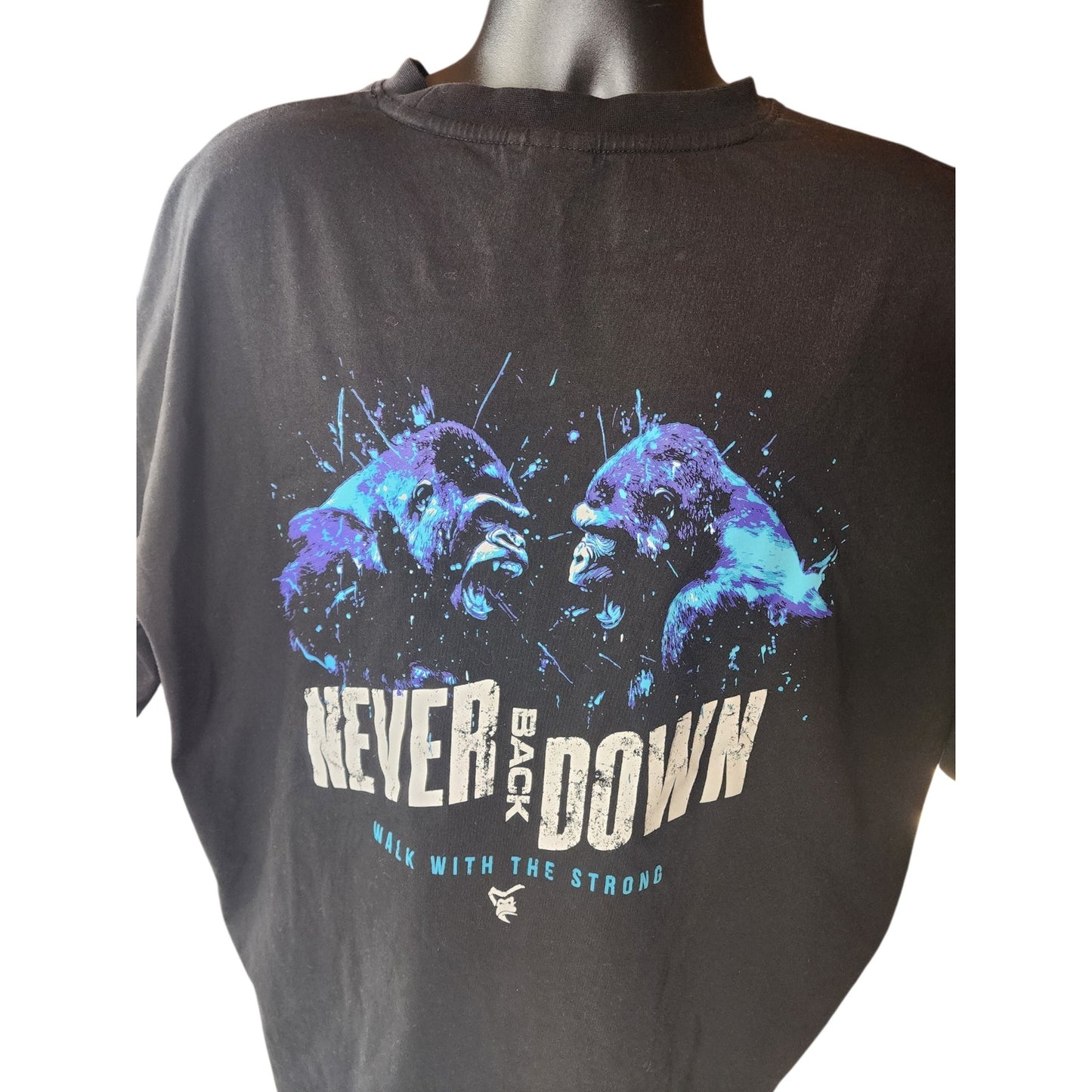 Silverback Gorilla Graphic T Shirt 4XL Never Back Down Walk Strong Gym Fitness