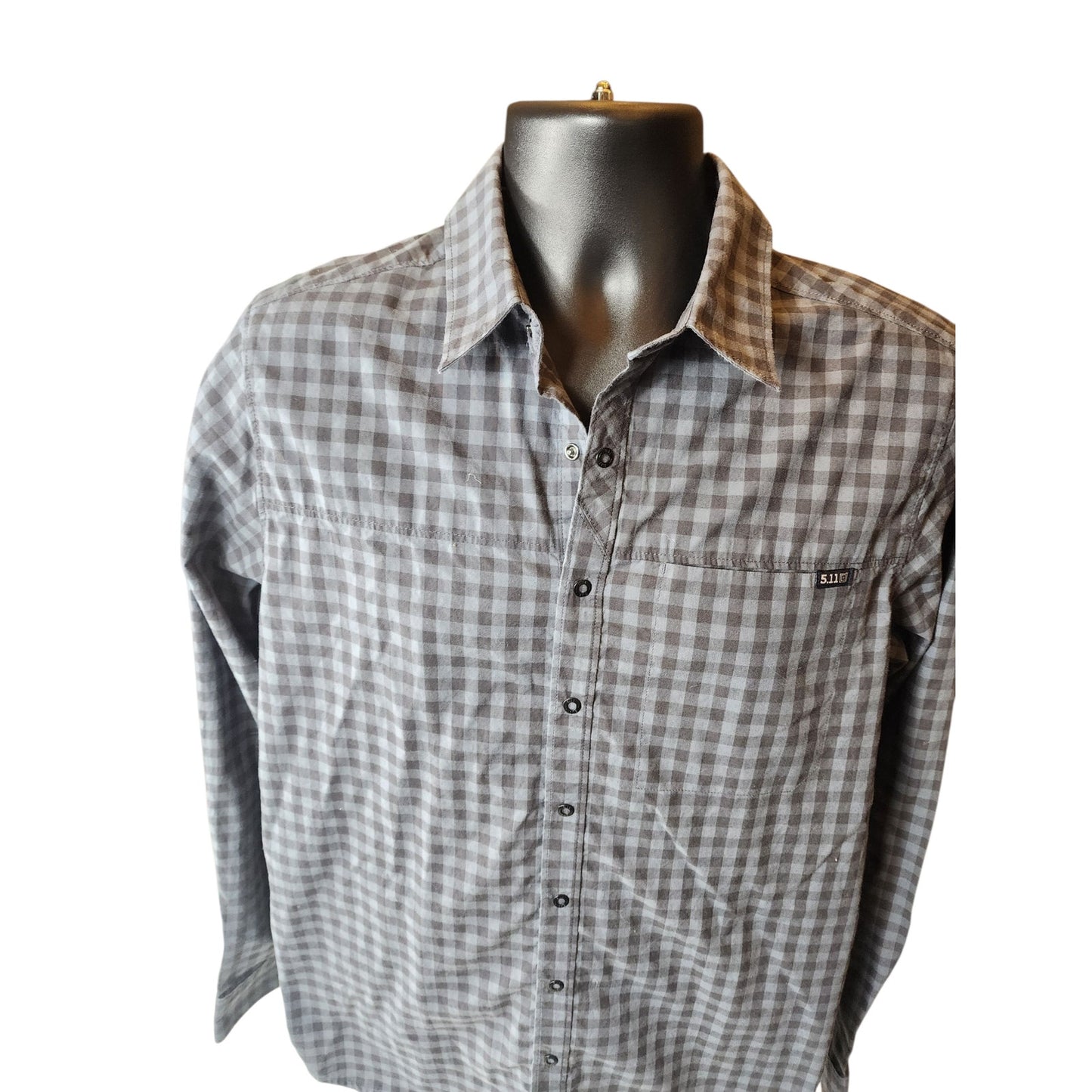 5.11 Tactical Mens Small Gray Plaid Long Sleeve Shirt Outdoor Hiking Casual