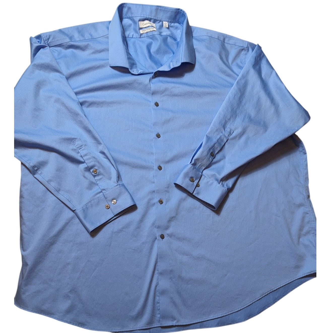 Calvin Klein Dress Shirt Mens 5XL Slim 34/35 Infinite Wrinkle Free Stretch Long