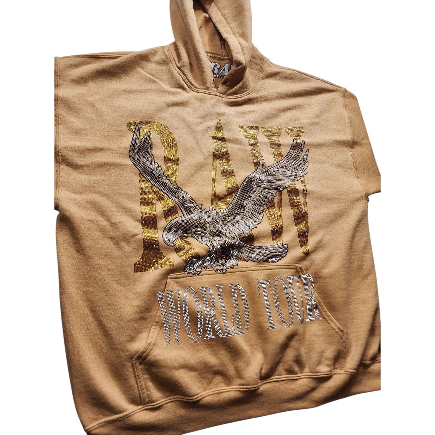 Rawyalty RAW World Tour Hoodie Mens XL Eagle Graphic Rhinestone USA Sweatshirt