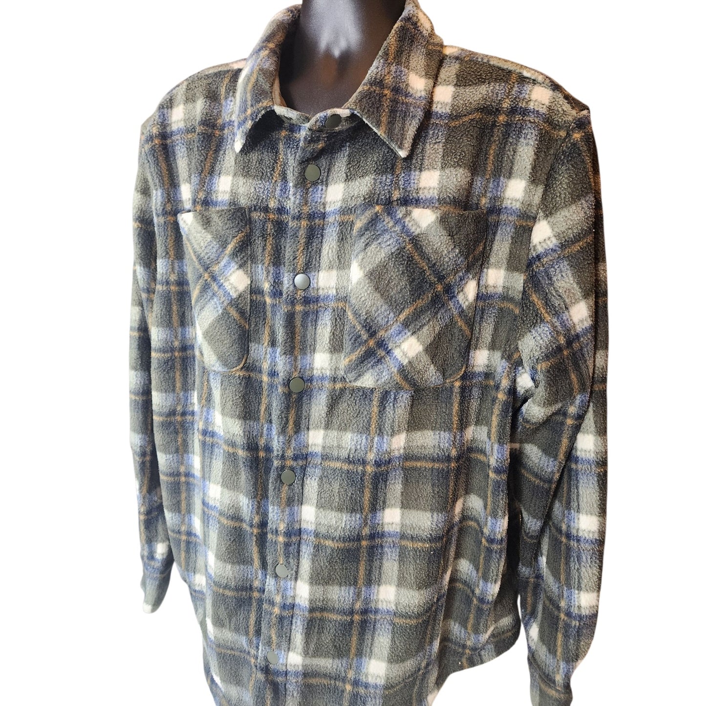 Marks Spencer M&S Fleece Jacquard Check Overshirt 3XL Flannel Shirt Jacket Snap