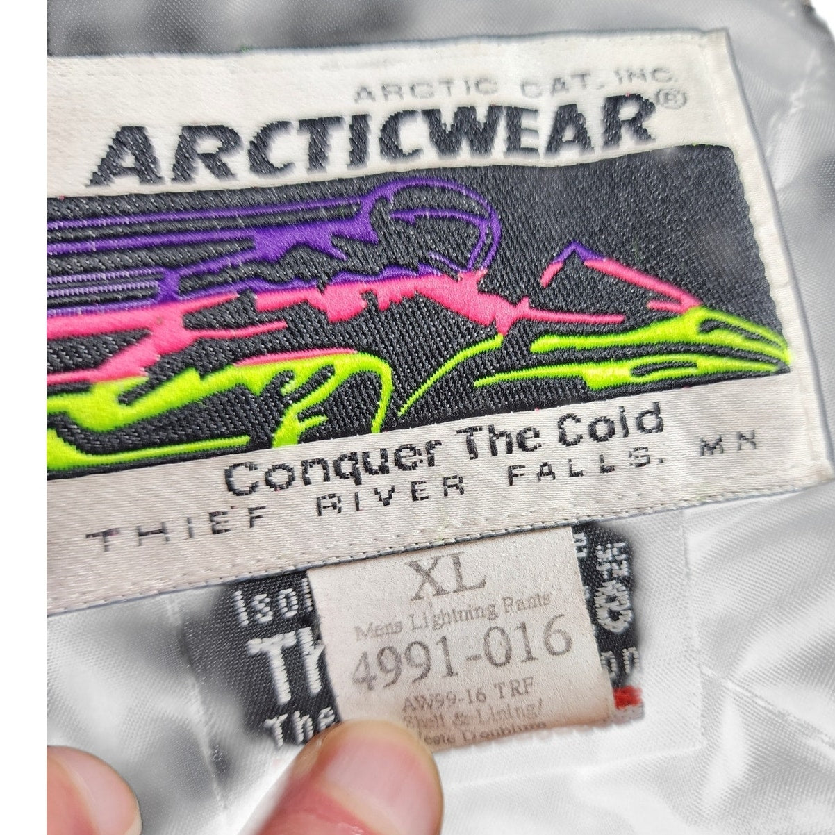 Arctic Cat Snow Bib Overalls Mens XL Arcticwear Lightning Pants Vintage 90s