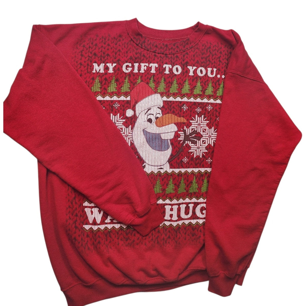Disney Frozen Christmas Sweatshirt XL Red Ugly Sweater Holiday Graphic Pullover
