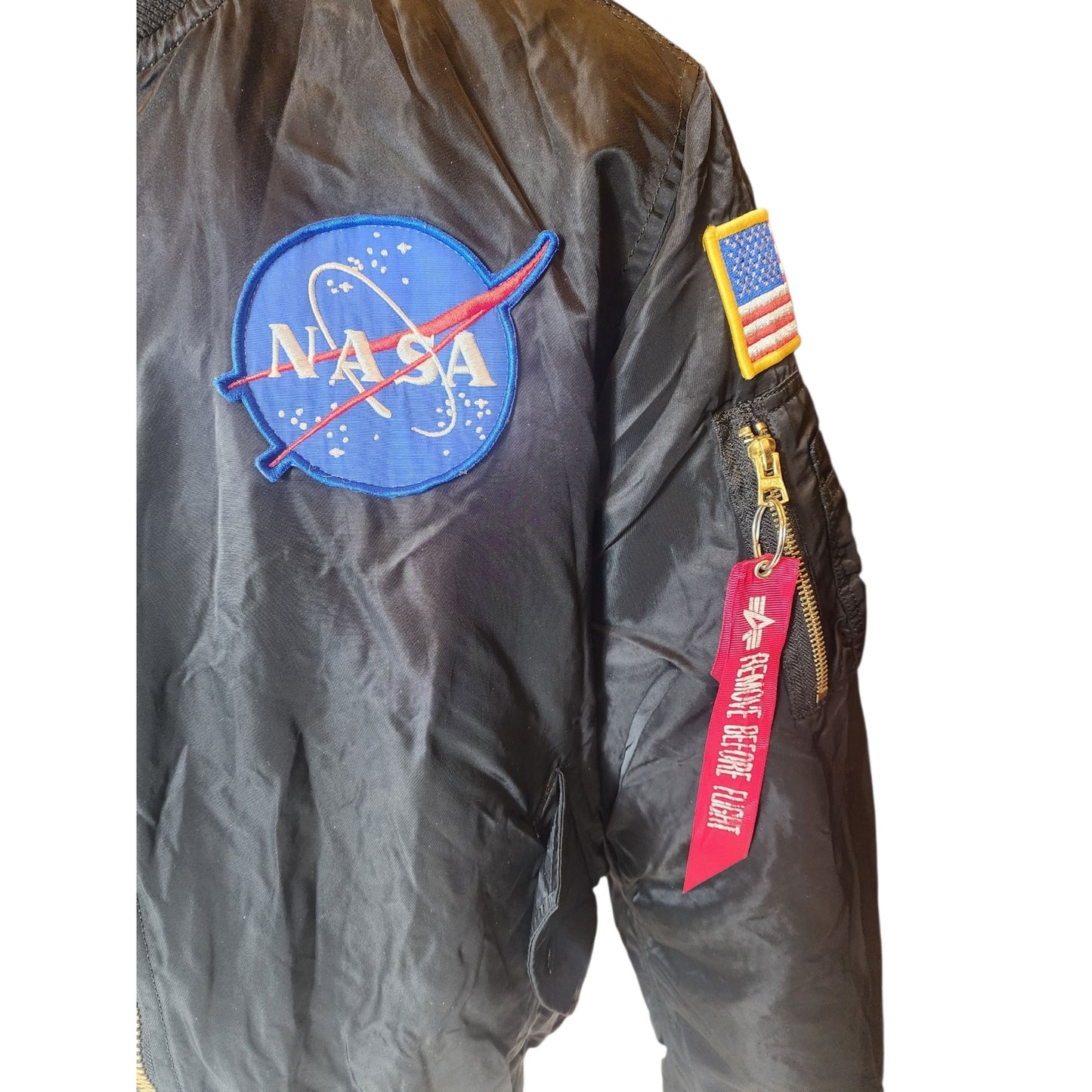 Alpha Industries NASA Apollo MA-1 Bomber Jacket Large Flight USAF Space Aviation