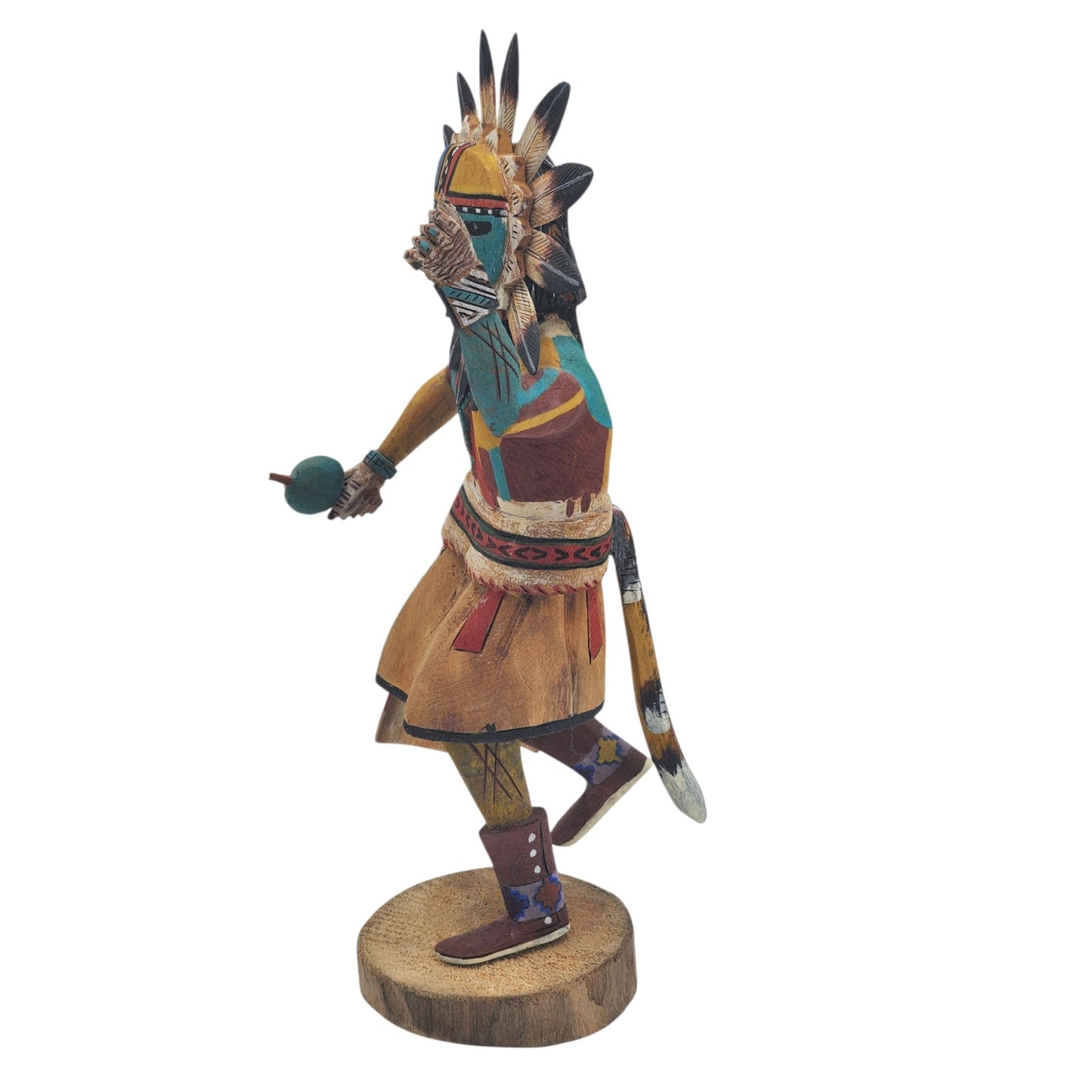 Kachina Tawa Sun Signed R Duwyenie Native American Southwest Art Hand Carved 12"
