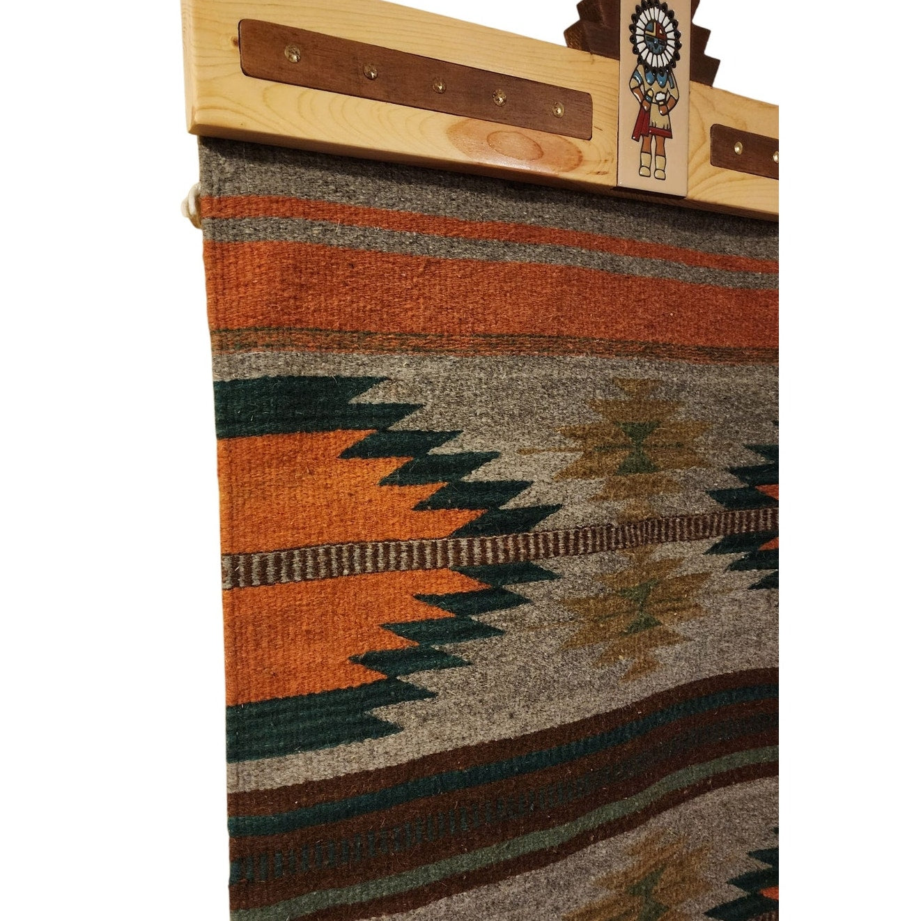 Native American Navajo Wool Rug Handwoven Wall Hang Kachina Southwestern 61x28