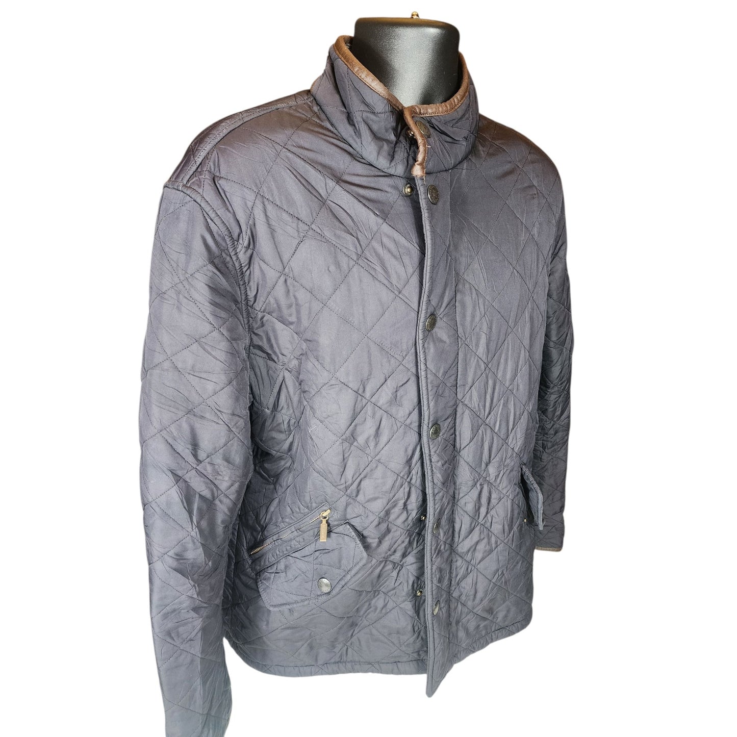 Barbour Quilted Jacket Mens Medium Navy Blue Classic Country Heritage British