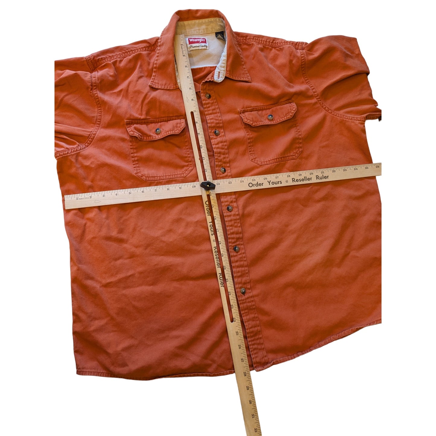 Wrangler Western Shirt Mens Size XL Orange Button Up Pocket Casual Classic Fit
