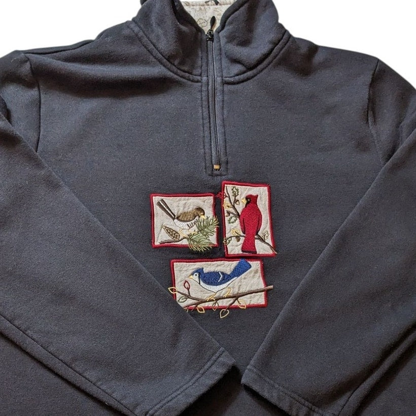 Breckenridge Sweater Womens XL Sweatshirt Birds Cardinal Embroidered Songbirds