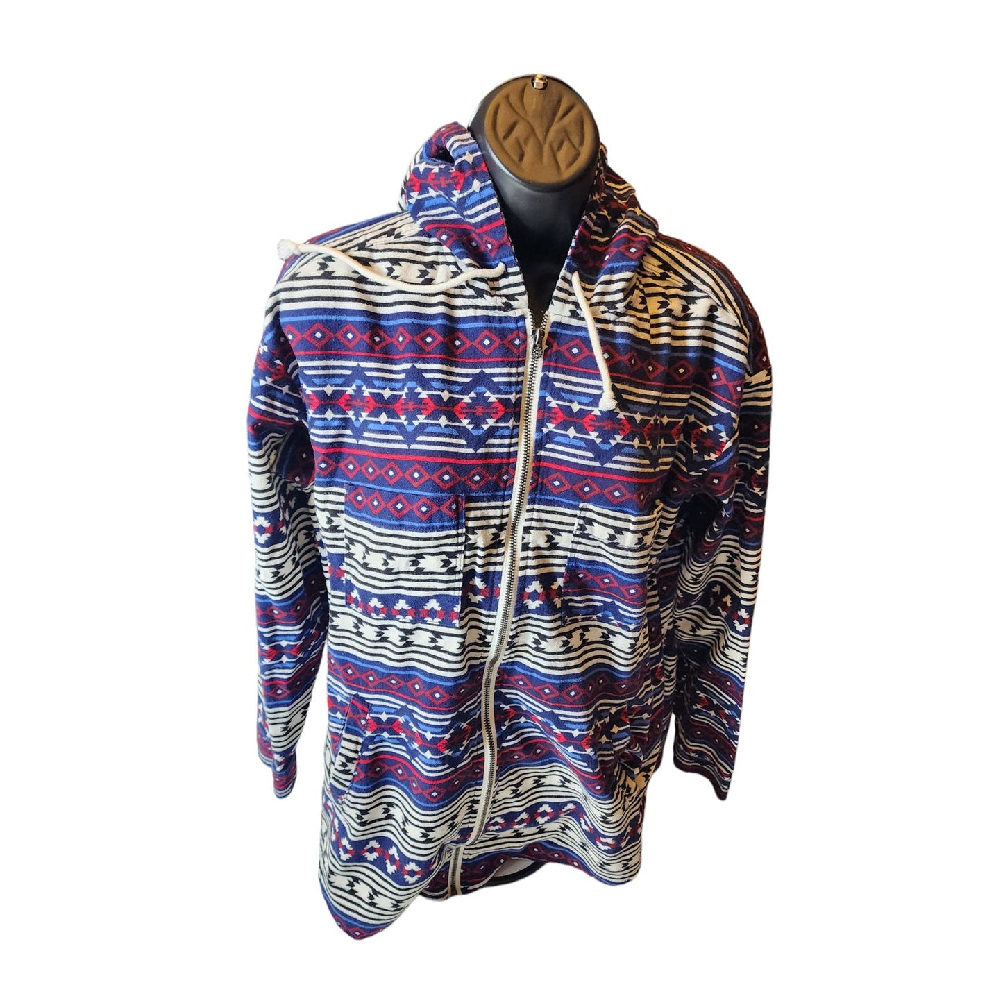 HM Divided Hoodie Womens 10 Shacket Boho Southwestern Style Full Zip Aztec