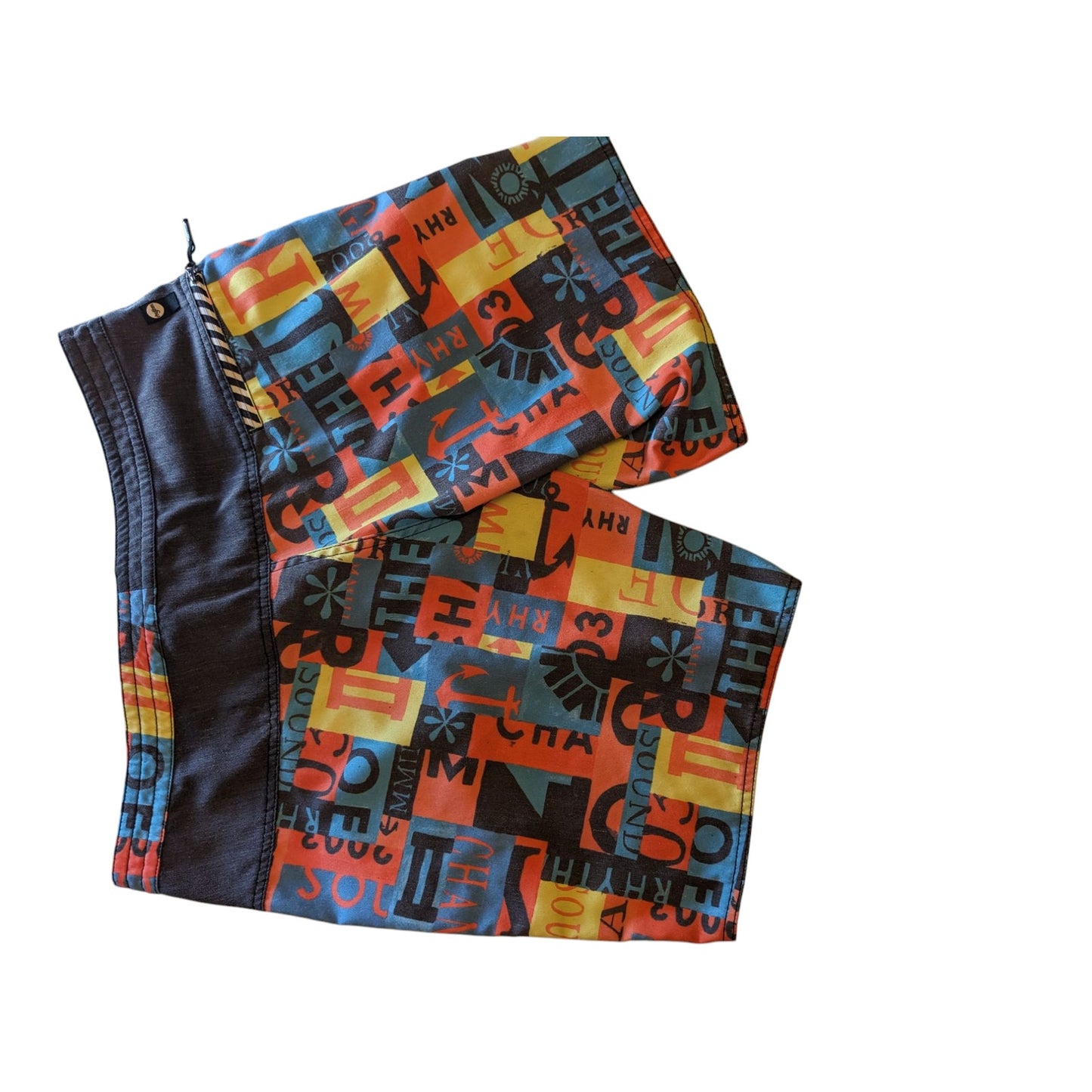 Rhythm Shorts Mens 34 Swim Trunks Board Colorful Print Surf Beachwear Drawstring