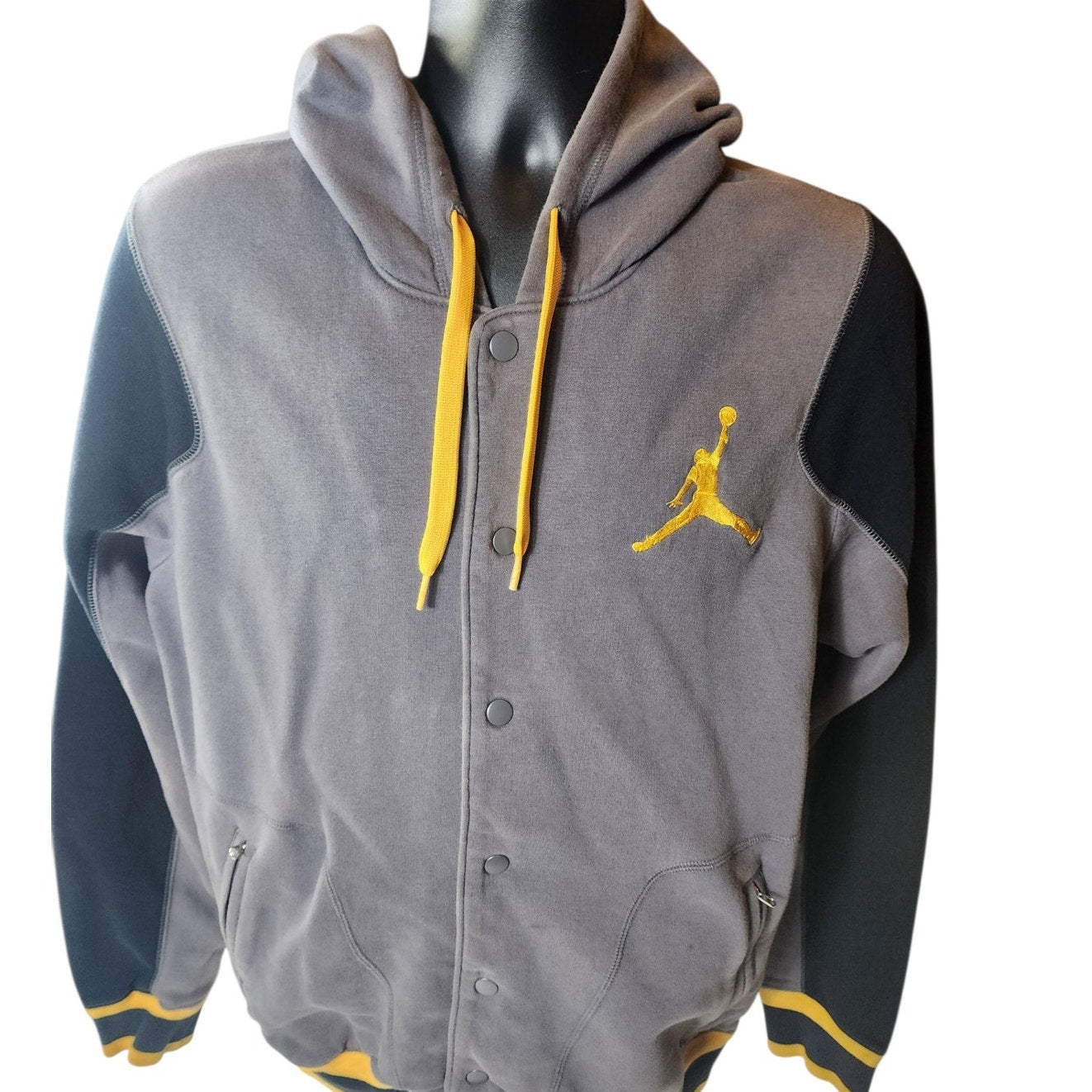Nike Jordan Hoodie Mens Large Fleece Jacket Button Sweatshirt Jumpman Streetwear