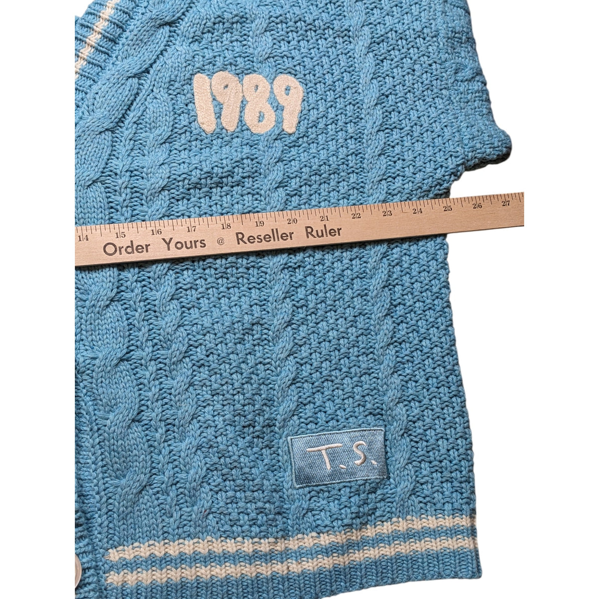 Taylor Swift 1989 Cardigan Womens Medium Large Blue Cable Knit Seagull Button