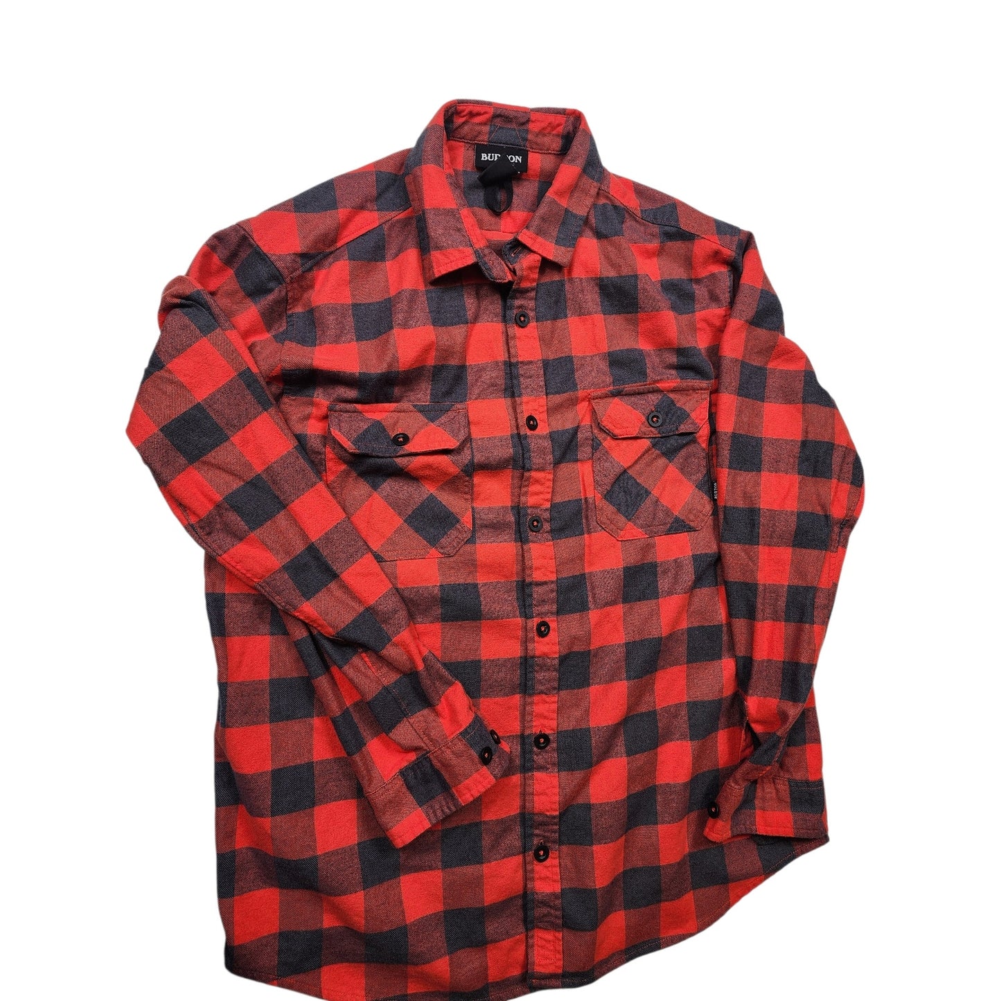 Burton Flannel Shirt Mens Large Red Black Buffalo Plaid Button Lumberjack Skate