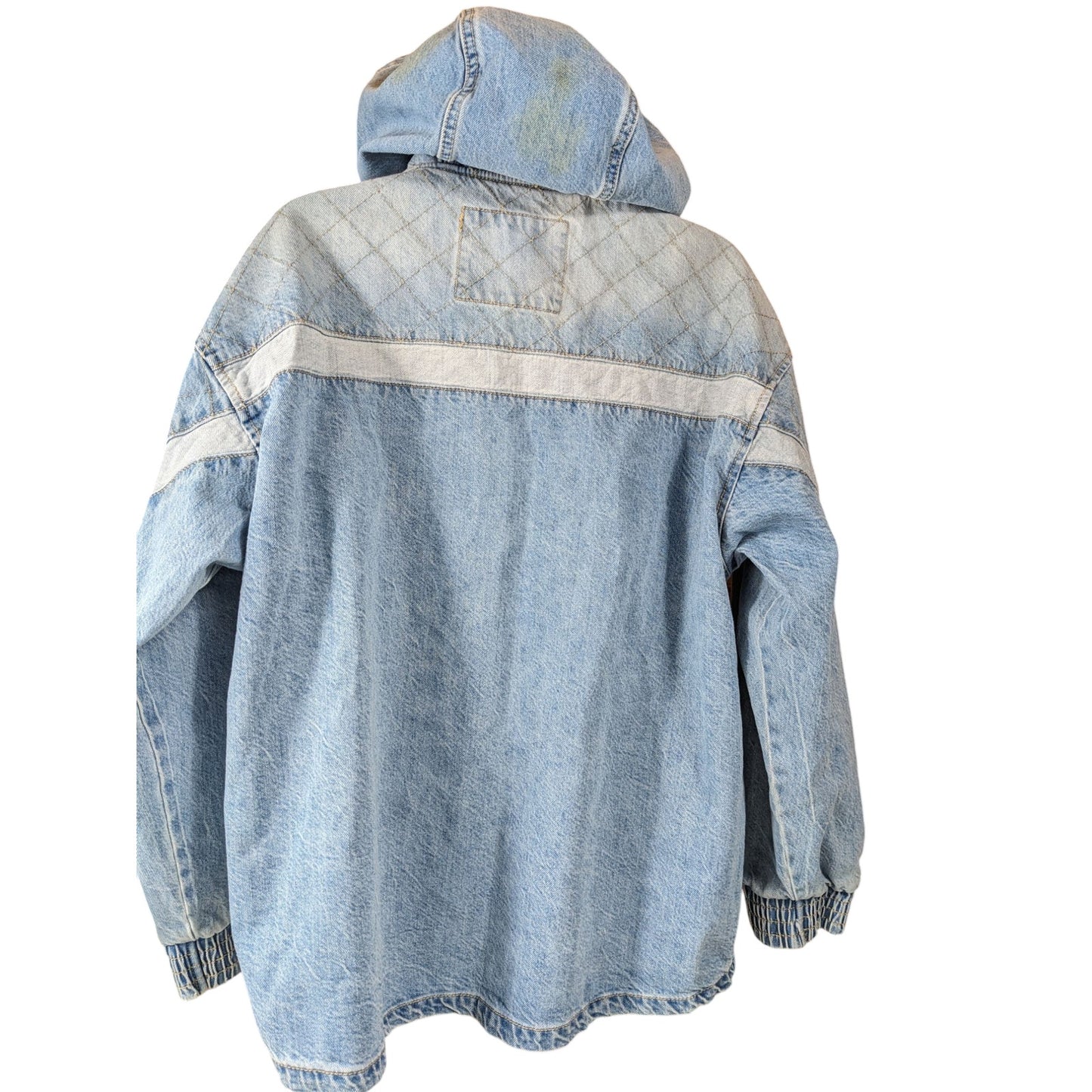 Vintage American Eagle Outfitter Womens Medium Denim Hooded Jean Jacket Quilted