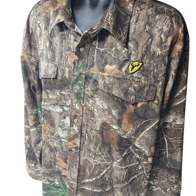 Shield Series Men 2XL Camo Hunting Shirt Long Sleeve Button Up Realtree Edge Top