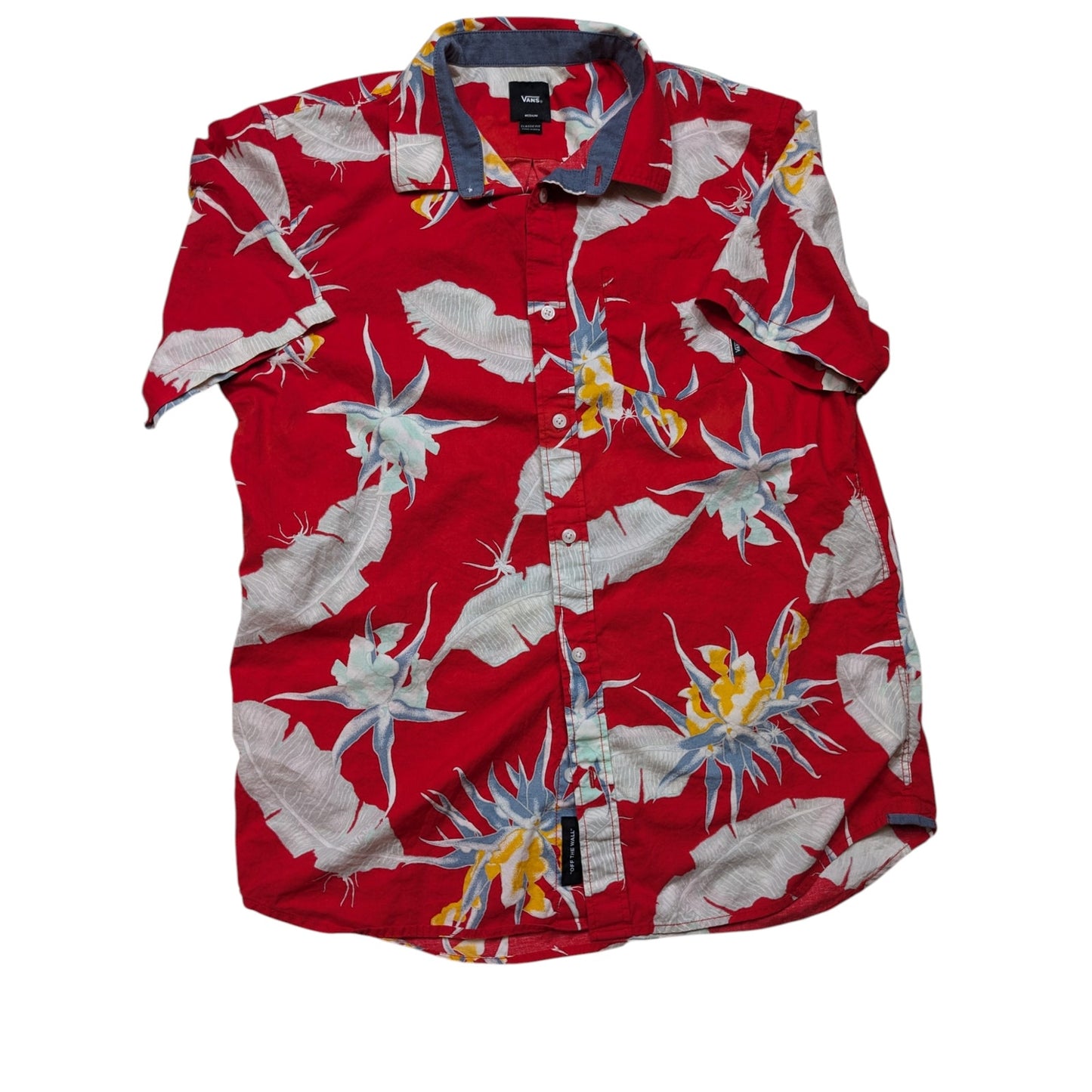 VANS Off the Wall Hawaiian Camp Shirt Mens Medium Tropical Floral Button Y2K
