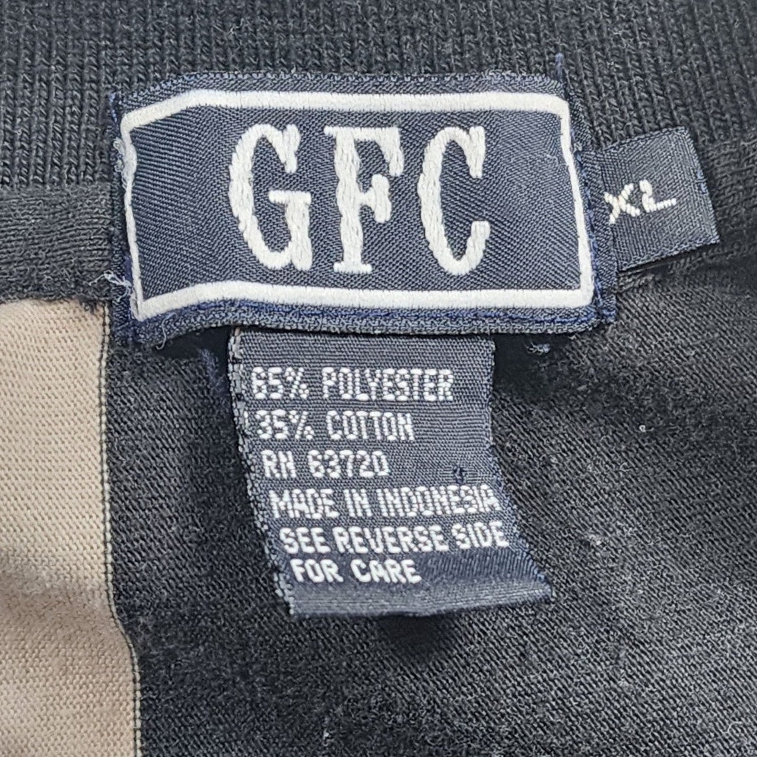 GFC Polo Shirt Mens XL Striped Crest Logo Short Sleeve Casual Golf Preppy 90s