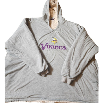 NFL Minnesota Viking Oversized Sherpa Lined Hoodie Blanket Adult Sweatshirt Cozy