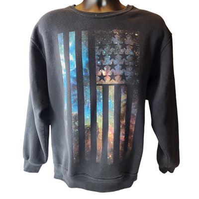 Hawk Sweatshirt Mens Large American Flag Patriotic Galaxy Pullover Streetwear